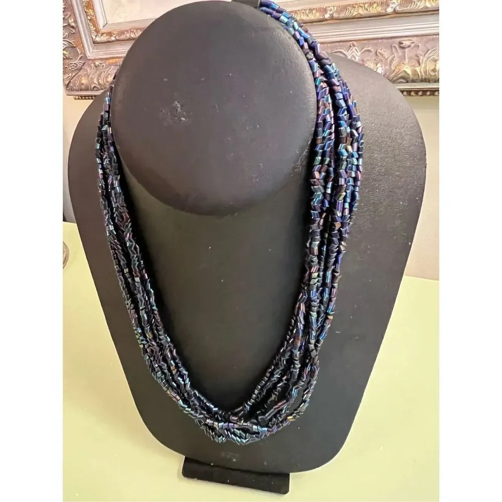 Women’s Blue Fantastic Vintage Bohemian Multi‎ Layered Beaded Glass Necklace